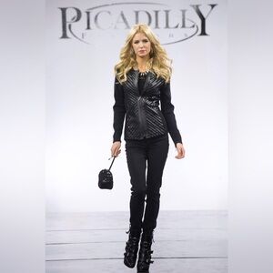 Picadilly Jacket Black Zip Front.